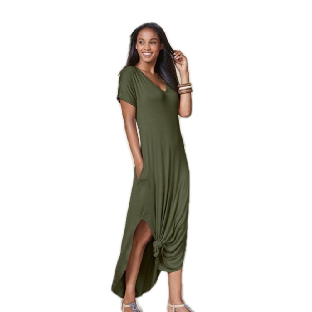 Zenana Outfitters Low Side Split T-Shirt Dress